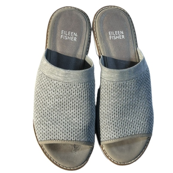 Eileen Fisher | Women's Grey Telly Stretch Knit Slip-On Wedge Heel Sandals Sz 6 - Picture 9 of 16